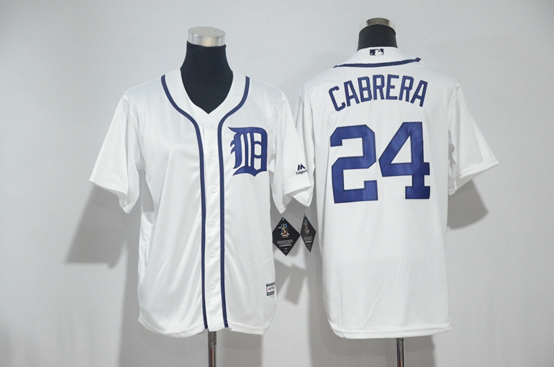 Youth 2017 MLB Detroit Tigers #24 Cabrera White Jerseys->youth mlb jersey->Youth Jersey